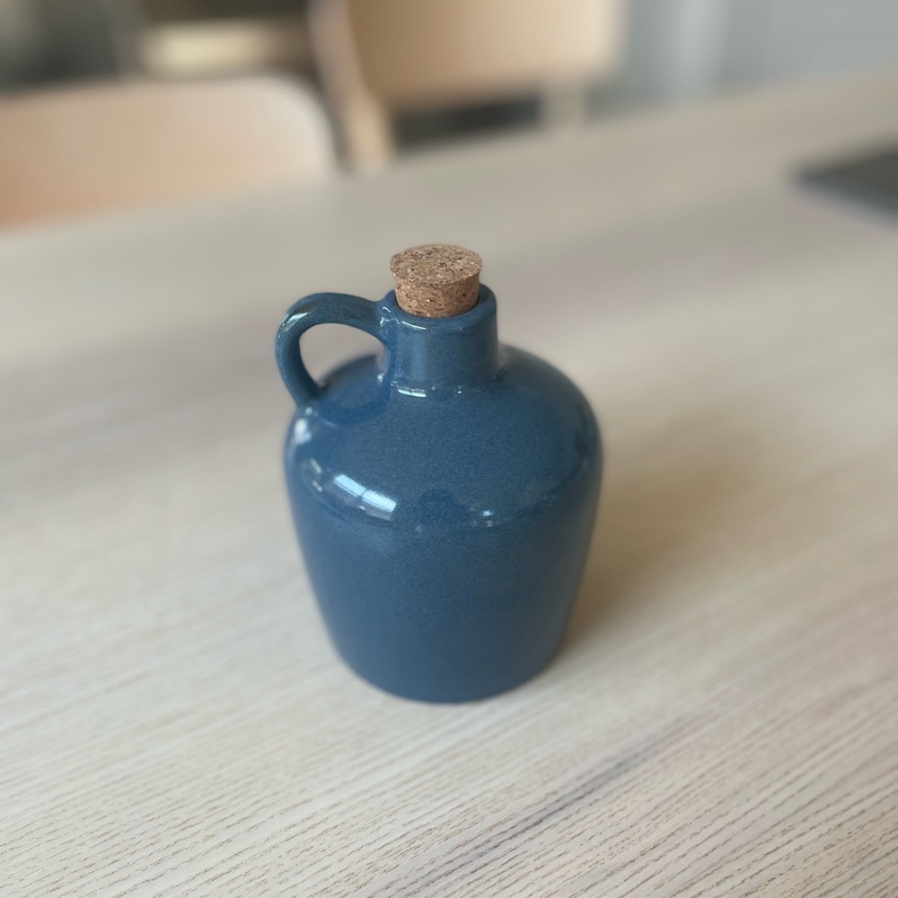 Elegant Blue Ceramic Pitcher with Cork Lid